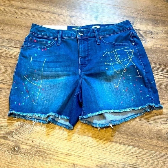 Seven7 Pollack Paint Fringed Hem Vintage Weekend Denim Jean Shorts Size 6 - Picture 1 of 5